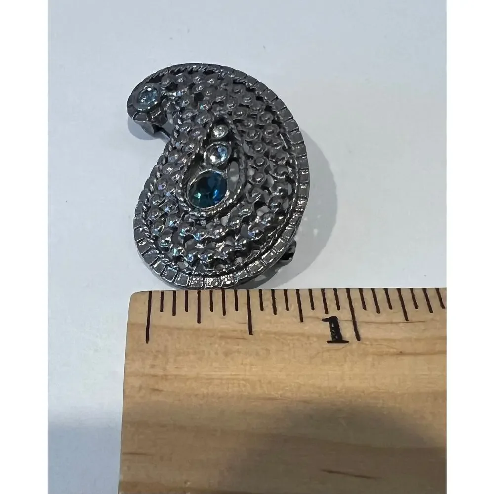 NWOT Crystal Paisley‎ Clear and Blue Rhinestones
